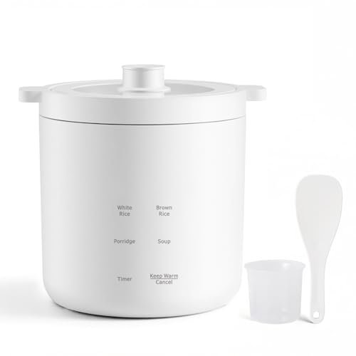 olayks Rice Cooker 2 Cup Uncooked, Mini Rice Cooker Small Electric Cooker with 4 Cooking Functions, 24 Hour Preset, Heat Preservation, Non